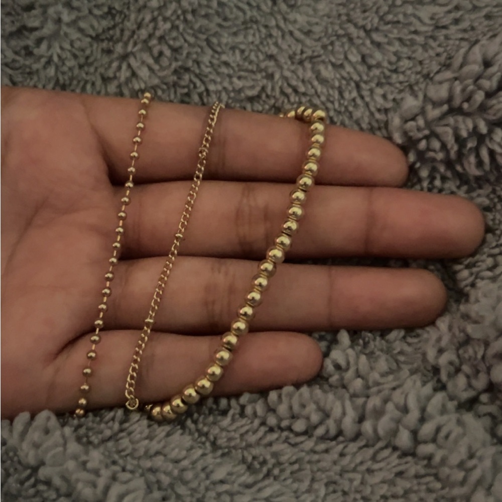 3 Elegant Gold Beaded Bracelet Bundle